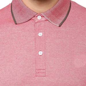 Polo à manches courtes rose pour homme, couleur unie, décontracté, en coton tricoté respirant, boutonné devant, coupe classique - Product Image 5