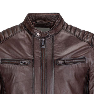 Veste d'hiver en cuir véritable pour homme, fermeture éclair, doublure chaude, vêtements décontractés, streetwear tendance, qualité supérieure, logo personnalisé OEM - Product Image 2