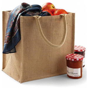 Sustainable Natural Jute Eco Shopper <b>Bag</b> with Custom Logo Printing for Retail Use - Product Image 1