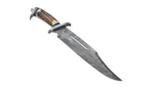 Couteau Bowie en acier Damas OEM personnalisé avec fourreau, manche en corne de cerf, couteau de chasse fait main, lames fixes, idéal pour la survie - Product Image 2
