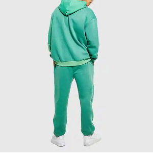 Survêtement d'hiver à capuche de qualité supérieure, coupe ample, 100 % coton, respirant, séchage rapide, sweat-shirt et pantalon décontractés, couleur unie, taille oversize - Product Image 5