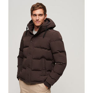 Veste matelassée marron haut de gamme pour homme avec capuche, fermeture à boutons-pression, isolation thermique et plusieurs poches - Product Image 3