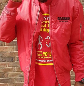 Men's <b>Red</b> Bomber <b>Jacket</b> with Durable Cotton Fabric Classic Fashion Design and Custom Streetwear Style Autumn Windproof <b>Jacket</b> - Product Image 1
