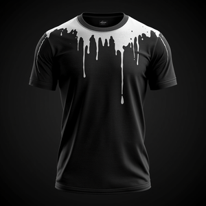 <b>Men</b> Formal Drip Style Knitted T-<b>Shirt</b> with <b>Silk</b> Screen Printed Solid Design OEM/ODM Customization - Product Image 3