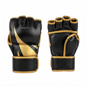 Guantes de MMA de Cuero Negro de Alta Calidad, Medios Dedos, con Cierre, Transpirables, Ligeros, que Absorben la Humedad, Unisex, para Artes Marciales - Product Image 1