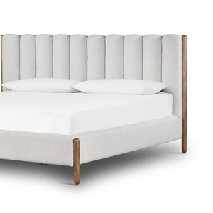 Lit plateforme rembourré moderne, taille Queen, tête de lit douce, style scandinave, cadre en bois - Product Image 5