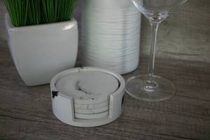Sous-verres effet marbre en béton avec support, ensemble de sous-verres faits à la main - Product Image 4