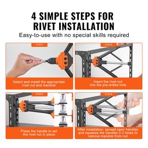 Kit di Utensili per Rivnut da 16 Pollici, 13 Mandrini Metrici SAE, 186 Dadi Rivetto, Retrazione Semi-Automatica M3 M4 M5 per Fissaggio Metrico e SAE - Product Image 5