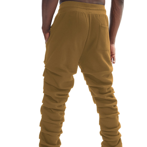Men's <b>Brown</b> Ruched Sweatpants Elastic Waist Casual <b>Joggers</b> Breathable Knitted Cotton Pants Autumn Style - Product Image 4