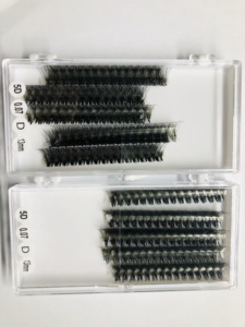 Extensions de cils en fibres synthétiques faites à la main en gros, volume complet, 2D 3D 4D 5D 6D, bouquets préfabriqués, courbure J, emballage personnalisé en boîte - Product Image 1