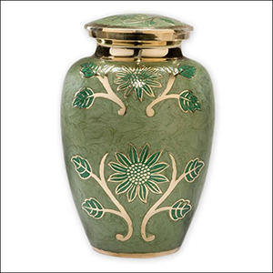 โกศบรรจุอัฐิโลหะทองเหลืองลายดอกไม้สีเขียวคลาสสิกสำหรับผู้ใหญ่ สไตล์อเมริกัน/ยุโรป - Product Image 1