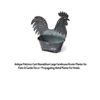 Jardinière Grand Coq en Aluminium Coulé à Patine Antique, Décoration de Jardin Style Ferme, Pot en Métal pour Patio, Hôtel, Aménagement Extérieur