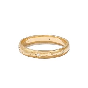 Anillo de Compromiso de Diamantes Naturales de 3.00MM, Corte Brillante de 0.05ctw, Oro Amarillo de 14K, Estilo Vintage, Apilable, Certificado IGI, para Mujer - Product Image 1