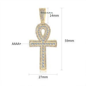 Pendentif croix plaqué or avec diamant de laboratoire, tendance, avec cristal rond, charme religieux, unisexe, à porter au quotidien - Product Image 3