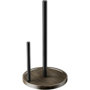 Luxury Wooden <b>Kitchen</b> Roll Holder with Black Metal Rod Modern Countertop <b>Paper</b> Towel Stand - Product Image 2