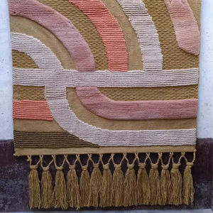 Tapiz de Pared de Lana Anudado a Mano, Arte Textil Abstracto Tejido, Macramé, Decoración Bohemia para el Hogar, Decoración para Sala de Estar, Tapiz de Pared 02 - Product Image 2