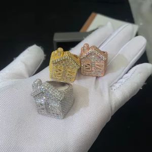 925 Sterling <b>Silver</b> Lab Grown Iced Out Baguette Moissanite Square Signet <b>Ring</b> Hip Hop Luxury <b>Statement</b> Jewelry Unisex - Product Image 3