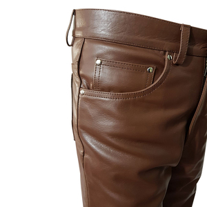 Vêtements d'hiver confortables pour hommes, pantalons en cuir avec logo personnalisé, pantalons de jogging de haute qualité, pantalons en cuir respirants pour hommes, vente en gros - Product Image 6