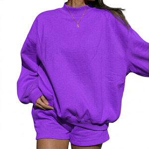 <b>Top</b> Selling Women's <b>Mock</b> <b>Neck</b> & Shorts Polyester/Cotton Blend Eco-Friendly Quick Dry Two Piece Set with Custom Made Printing - Product Image 6