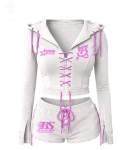 Conjunto Deportivo de 2 Piezas para Mujer, Superventas TAHAD 2026 |   Sudadera con capucha y cremallera y pantalones cortos |   Ropa Urbana para Mujer con Estampado Gráfico, Logotipo Personalizado OEM - Product Image 5