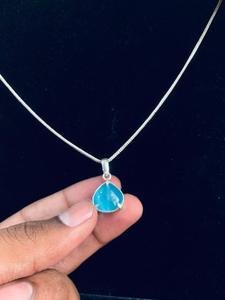 Pendentif en argent allemand avec chalcédoine aqua et serti clos pour femme, bijoux de qualité supérieure, meilleur prix, vente en gros de pierres précieuses - Product Image 1