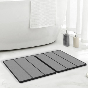 Minimalist Rectangle TPE Bath Mat With Rubber Backing Anti Slip Solid Color For Bathroom <b>Floor</b> Color For Bathroom <b>Floor</b> - Product Image 1
