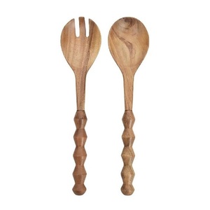 Ensemble d'ustensiles de cuisine en bois de teck naturel antiadhésif de style japonais pour servir les salades, cuillères en bois pour la cuisine, ustensiles en bois - Product Image 3