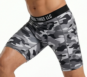 Wholesale Solid High Street <b>Compression</b> <b>Shorts</b> <b>Men</b> Yoga Fitness Base Layer Logo Print Eco-Friendly Breathable Gym Elastic Waist - Product Image 5