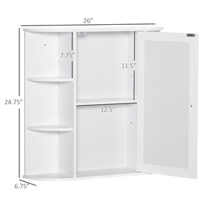 Mobiletto da Bagno Bianco Sopra il Lavandino con Anta a Specchio, Organizzatore per Arredo Bagno - Product Image 3