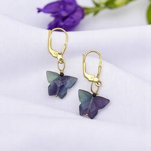 Pendientes de mariposa de fluorita multicolor – Plata de ley con cierre de palanca, joyería hecha a mano para mujer - Product Image 5