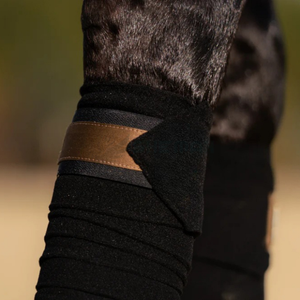 <b>Black</b> Horse Leg Wraps With Gold Stripe Nonwoven <b>Felt</b> Bandages For Equine Use Horse leg protection Equine bandages gold - Product Image 3