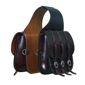 Sacoche de selle de moto en cuir véritable marron foncé avec quincaillerie dorée, sacoches de sport d'extérieur, sacoches de selle - Product Image 4