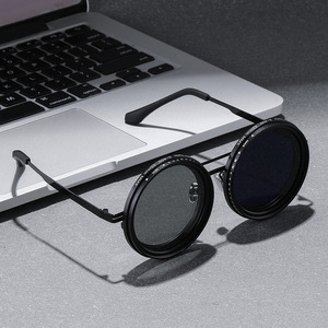 High Quality Custom Logo <b>Retro</b> Fashion Metal <b>Sunglasses</b> Luxury UV400 Round Eyewear Fashion Glasses 2025 - Product Image 4
