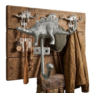 Beads Art Stegosaurus Wall Hook Metal Single Cartoon Animal Design Children's <b>Coat</b> Hanger Multifunction Anti Rust Wall Mounted - Product Image 2