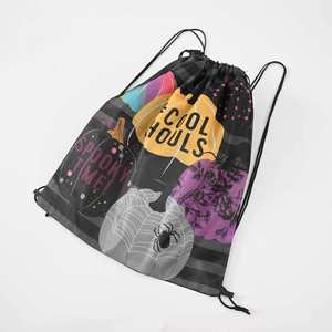 Mochila con Cordón Ajustable con Diseño de Calavera Mexicana para el Día de los Muertos y Halloween, Bolsa con Logos y Diseño Personalizado - Product Image 4