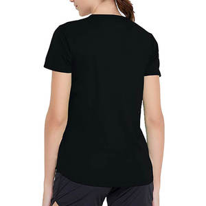 T-shirt à manches courtes col rond noir pour femme Coupe classique Tissu jersey à séchage rapide Vêtement décontracté Toutes saisons - Product Image 5
