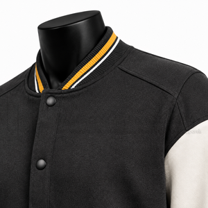 Chaqueta Varsity Personalizada de Forro Polar Gris Carbón para Hombre, Chaqueta de Béisbol con Bloques de Color, Bordado OEM, Fabricante al por Mayor - Product Image 6