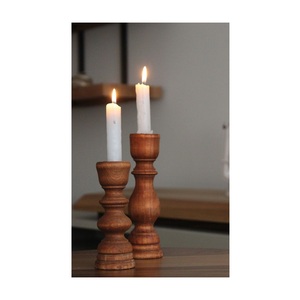 Handmade Wooden Candle Holder Stand For Living Room <b>Table</b> Decoration Rustic Vintage Home Accent Piece - Product Image 6