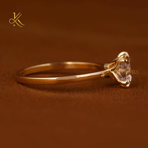 Bague de mariage en diamant de laboratoire de luxe plaqué or 14 carats, design classique, éclat étincelant, élégante, pour couple, bijou intemporel - Product Image 3