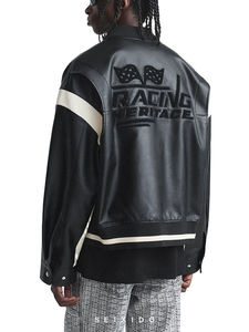 2024 New OEM Custom Logo High Quality Faux PU <b>Leather</b> Men <b>Jackets</b> - Product Image 5
