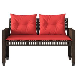 Divano da giardino in vetro Poly Rattan marrone 4 pezzi con cuscini - Product Image 5