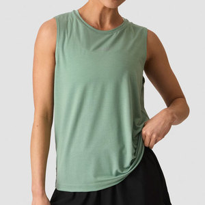 Ladies Wholesale Custom Blank Training Gym Clothes Manufacturer Longline <b>Loose</b> Fit Fitness Wear Sleeveless <b>Tank</b> <b>Top</b> - Product Image 1