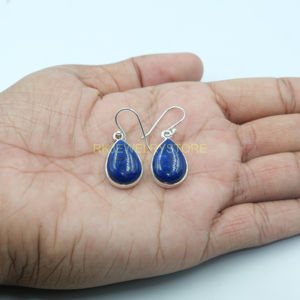 Pendientes de Lapislázuli Azul Natural en Forma de Lágrima, Plata de Ley 925, Hechos a Mano, Estilo Boho Artesanal para Mujer - Product Image 3