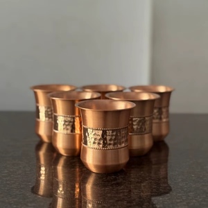 Vaso de Cobre Martillado a Mano para Agua y Desintoxicación Ayurvédica - Antiderrames, Apto para Lavavajillas y Microondas, Ideal para Hogar, Oficina, Regalo, Hotel - Product Image 2