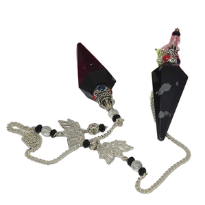 Péndulo de Obsidiana en Forma de Copo de Nieve con Cadena de Loto, Cristal Pulido, para Sanación y Radiestesia, Venta Caliente - Product Image 5