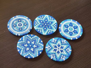 New Collection HANDMADE Beautiful Glass <b>Beaded</b> Round Boho Style Eco-Friendly Durable Lightweight Table <b>Coasters</b> Made Love Care - Product Image 2