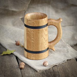 Jarra de Cerveza de Madera Tradicional, Proveedor de Artículos de Bar y Bebidas Rústicos, Jarra de Cerveza de Madera Natural Hecha a Mano, Taza de Madera Estilo Taberna - Product Image 4