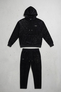 Ensembles de jogging tendance Y2K avec sweats à capuche à strass, coupe oversize et carrée, en molleton épais de haute qualité, style streetwear, vente en gros - Product Image 3