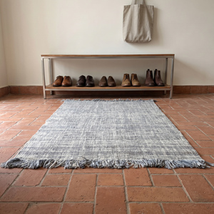 Modern Handwoven Jute Gray <b>White</b> <b>Rug</b> Textured Geometric Flatweave Area Carpet Fringed Edges Anti-Slip Thick Living Room Home - Product Image 3