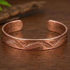 Authentic Nature <b>Engraved</b> Pure Metal Open Cuff <b>Bangle</b> Minimalist Copper Jewelry by Metalsmith Handmade Technique - Product Image 6